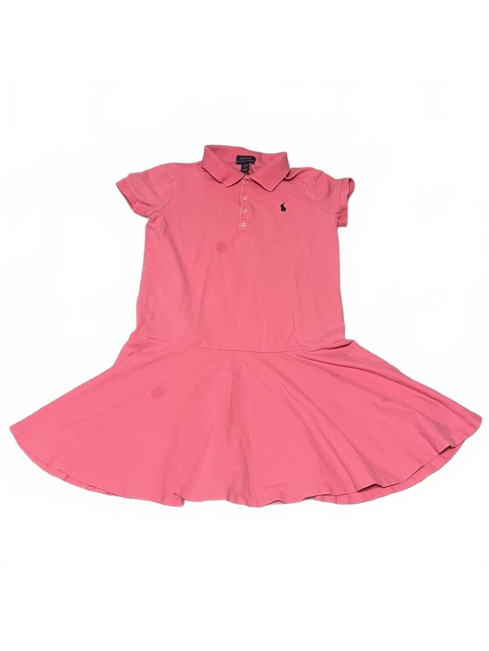 Polo Ralph Lauren Girls Short Sleeve Pink Dress Size L (12-14) Cotton Blend Logo
